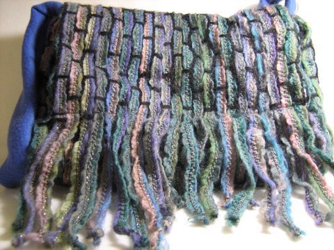 Tasche aus Wolle und Seide F.07 Blau-Schwarz-Grün