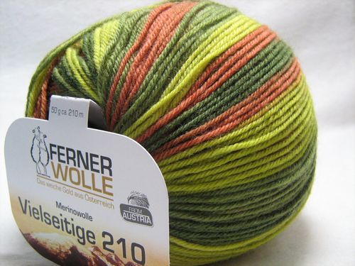 Lungauer Sockenwolle 4F. Vielseitige 210 color, F.313 Pistazie-Rost-Olive