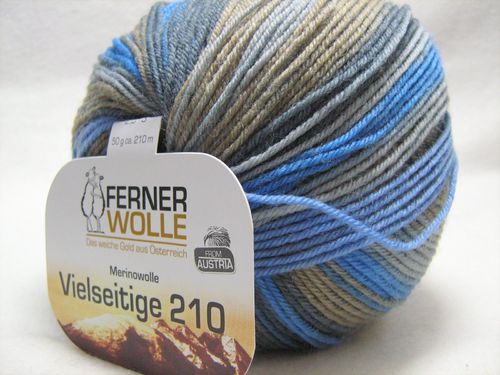 Lungauer Sockenwolle 4F. Vielseitige 210 color, F.316 Grau-Braun-Blau