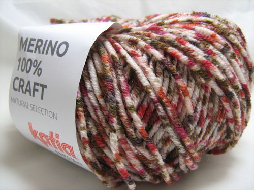 Merino 100% Craft F.205 Natur-Braun-Rot